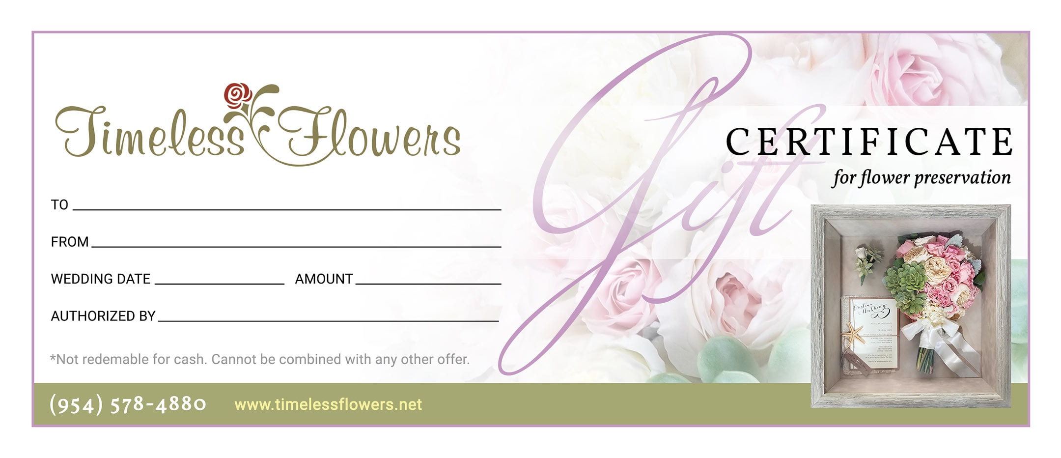 Flower Preservation Gift Cards, Unique Wedding Gift Ideas